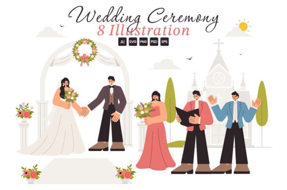 8 Wedding Ceremony Illustration: A Designer's Floral Vector Toolkit