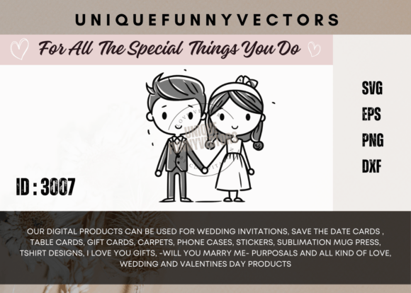 Bring Romance to Life with Wedding Couple Illustration Vector 3007
