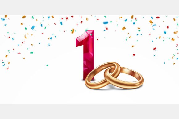 Celebrate Milestones with Red Number 1 and Golden Wedding Rings