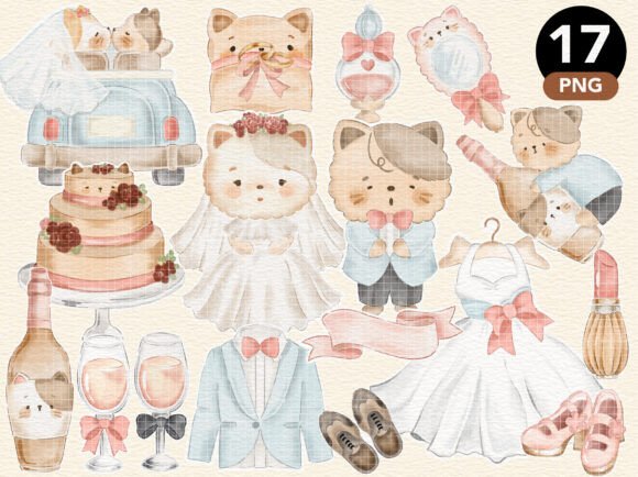 Designing a Purrfect Wedding: Using Cat Wedding Sticker Planner PNG Clipart