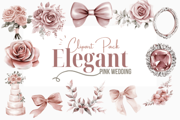 Elegant Dusty Pink Wedding Clipart Pack: Your Design Secret Weapon