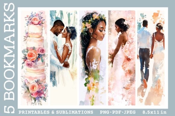 Elegant Wedding Bookmarks: Celebrate with Black Bride Designs