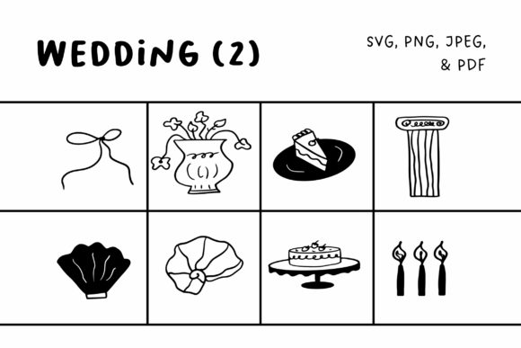 Elegant Wedding Illustrations Set2: Hand-Drawn Charm for Your Projects