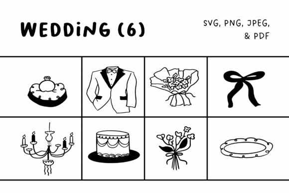 Elegant Wedding Illustrations Set6: A Designer's Guide to Hand-Drawn Charm