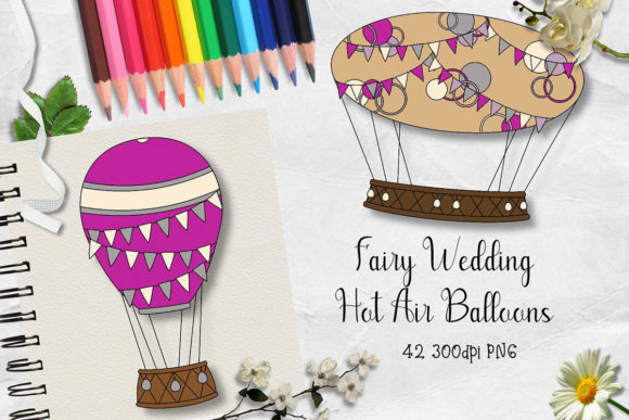 Fairy Wedding Hot Air Balloons Clipart: Elevating Your Designs