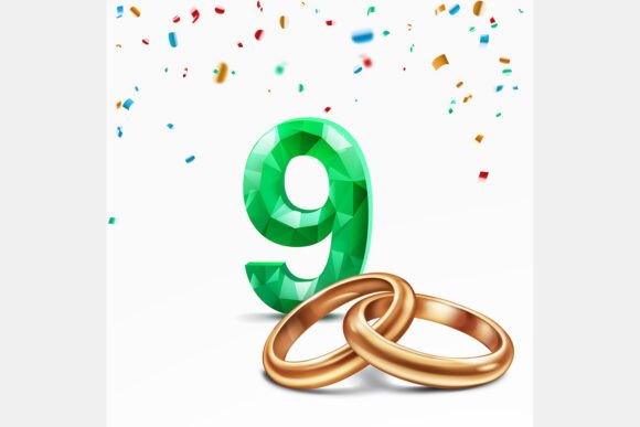 Green Number 9 and Golden Wedding Rings: A Designer's Celebration Guide