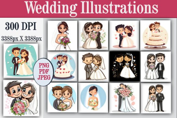 Wedding Illustrations Cartoon Style: A Playful Design Asset