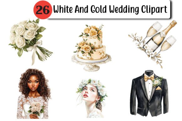 White and Gold Wedding Clipart: A Designer's Toolkit